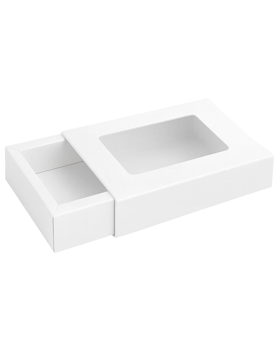 L8.75xW7xH1.25 inch 12 Piece Chocolate Slider Box White Virgin Kraft Paper With Window-1000/Ctn