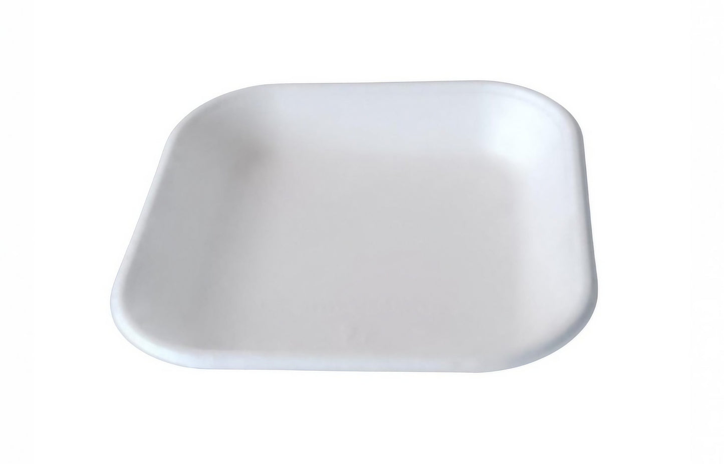 Durable 5-inch square plate made from natural bagasse fiber, compostable, sturdy for serving meals and snacks in restaurants, catering, and takeaway service.