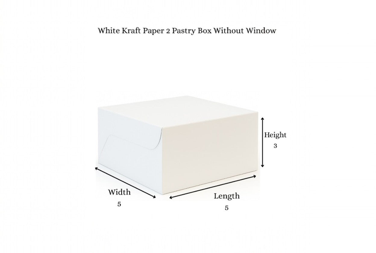 L5xW5xH3 inch 2 Pastry Box White Virgin Kraft Paper Without Window-1000/Ctn