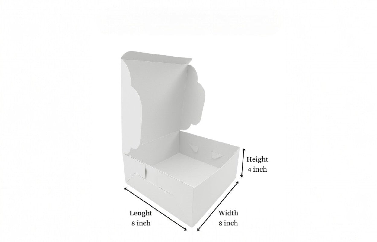 L8xW8xH4 inch 1/2kg White Virgin Kraft Paper Cake Box Without Window-1000/Ctn