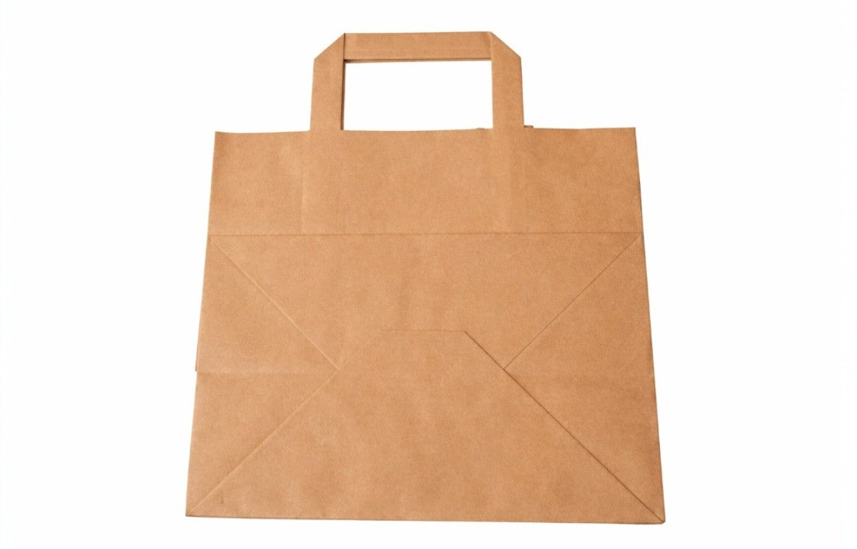 Kraft Brown Flat Handle Paper Bag H21.5xW24xG15cm