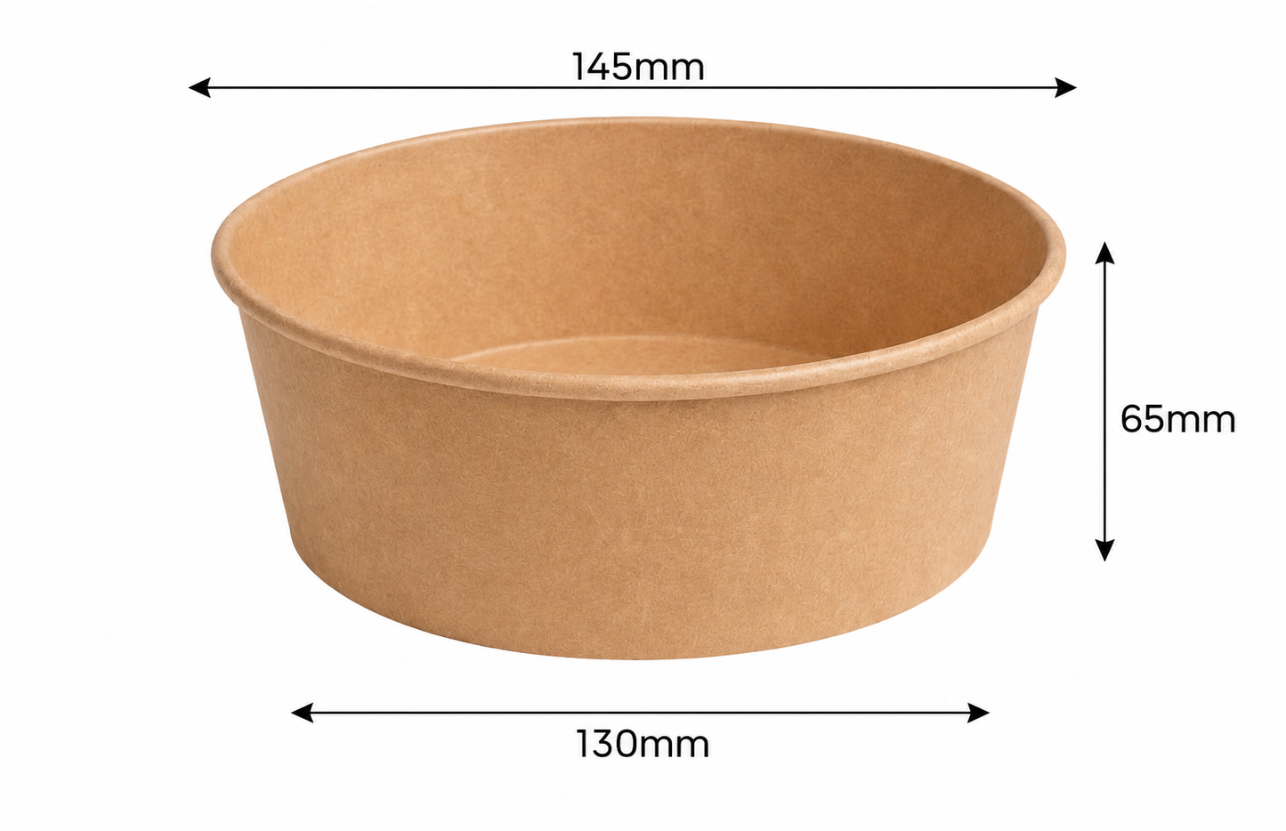 650ml Flat Kraft Brown Paper Takeaway Container Food-Grade with Leak Resistant Suitable for Salad, and Hot or Cold Takeaway Items (148mm)