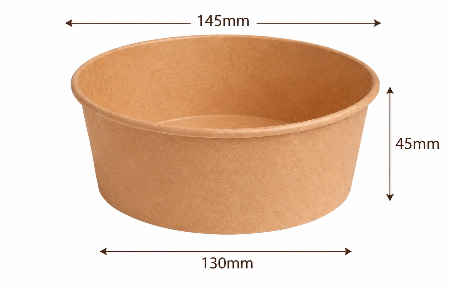 500ml Flat Kraft Brown Paper Takeaway Container Food-Grade with Leak Resistant Suitable for Salad, and Hot or Cold Takeaway Items (148mm)