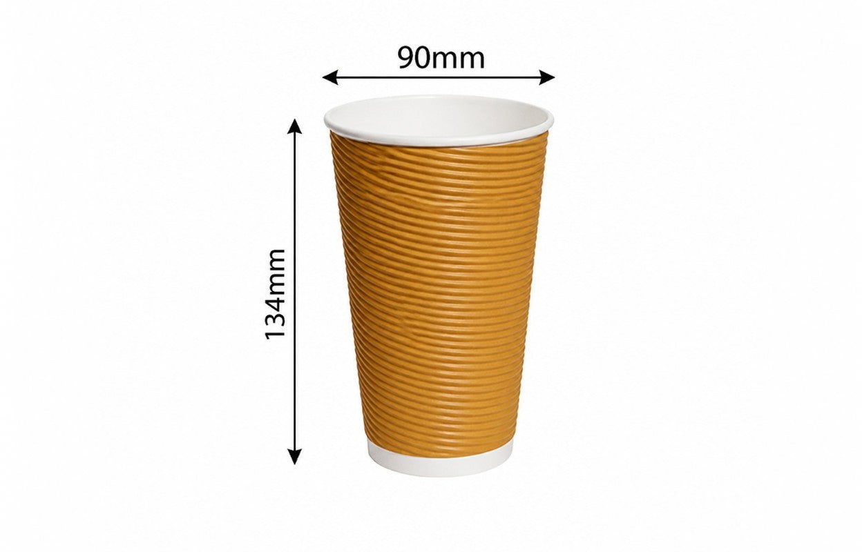 16oz ripple wall paper cup designed for serving hot beverages like coffee and tea, providing better heat protection and comfortable grip.