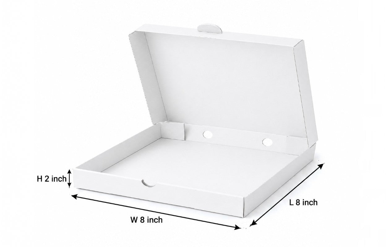 8inch Pizza Box 3Ply 200+120+200 Gsm Un Printed White