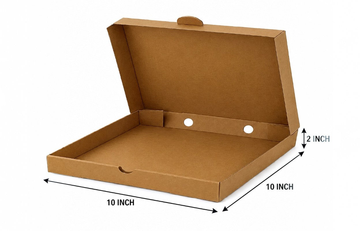 10inch Pizza Box 3Ply 200+120+200 Gsm Un Printed Brown