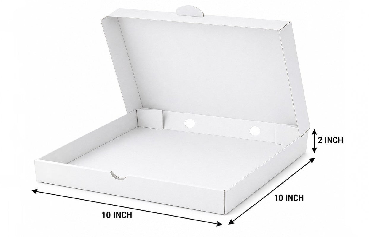 10inch Pizza Box 3Ply 200+120+200 Gsm Un Printed White