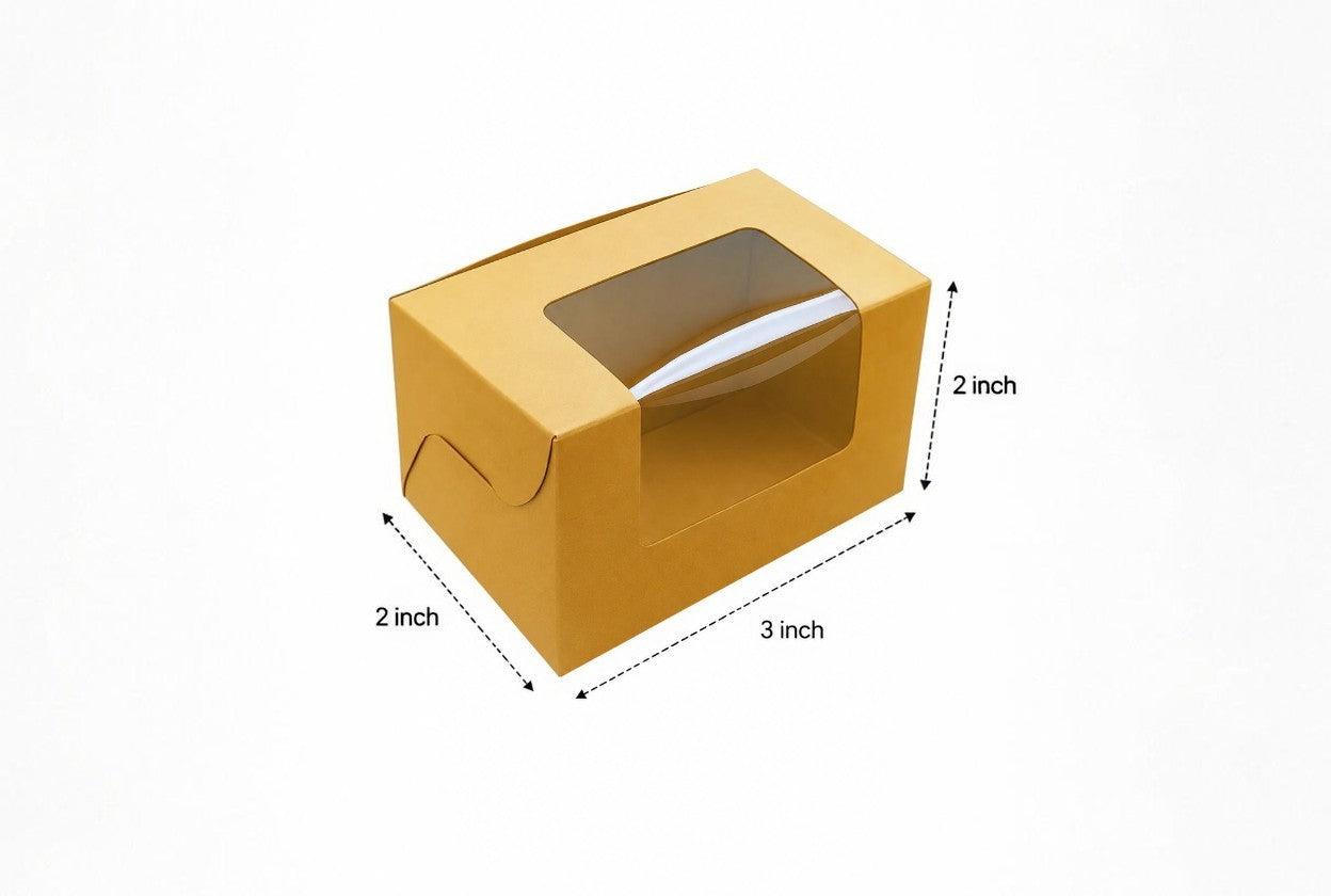 L3xW2xH2 inch 3 Macaron Box Brown Virgin Kraft Paper With Window-1000/Ctn