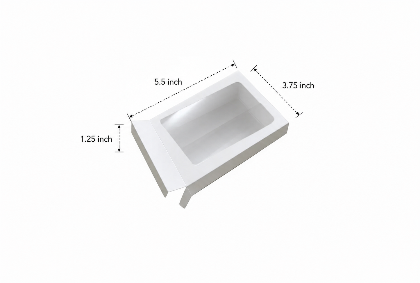 L5.5xW3.75xH1.25inch 6 Piece Chocolate Side Opening Box White Virgin Kraft Paper With Window-1000/Ctn