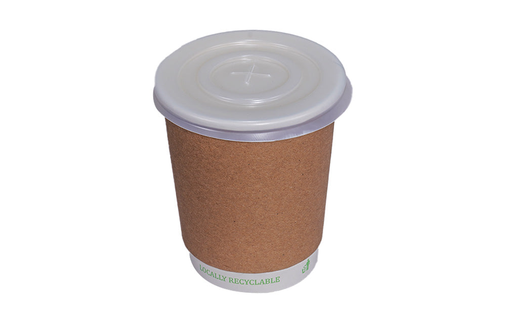 8oz Plastic Straw Cut Lid For Double Wall Paper Cup