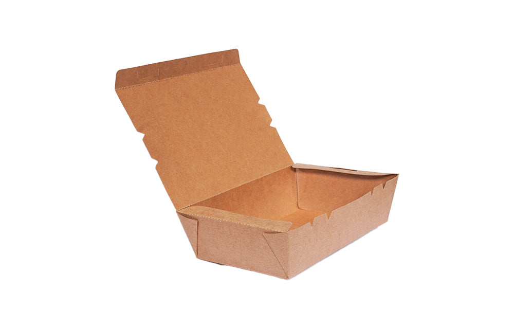 L15xW15xH4.8cm 900ml Brown Kraft Food Grade Paper Lunch Box-800/Ctn