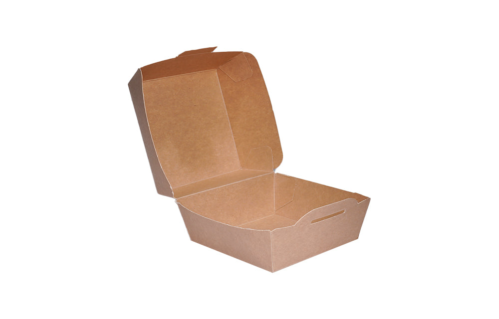 L4.5xW4.5xH3.5 inch Brown Virgin Kraft Paper Burger Box -200/Ctn