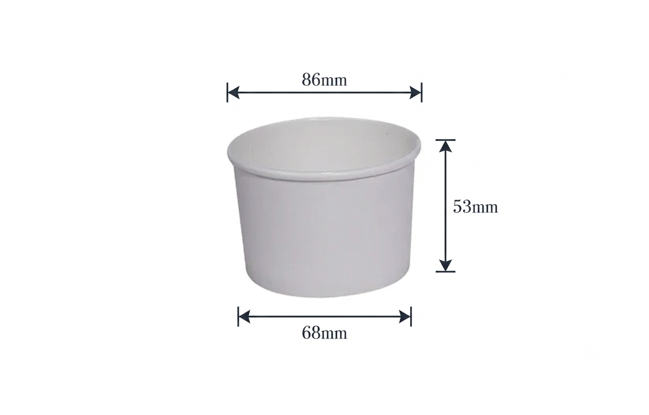 200ml Kraft White paper Takeaway container Food-grade with leak-resistant Suitable for soups, noodles, and hot or cold takeaway items.