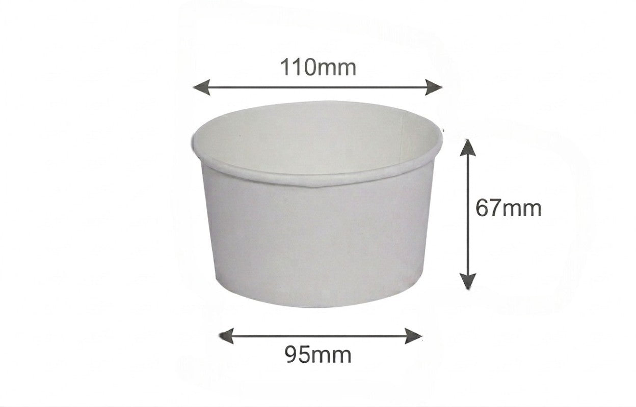 400ml Kraft White paper Takeaway container Food-grade with leak-resistant Suitable for soups, noodles, and hot or cold takeaway items.