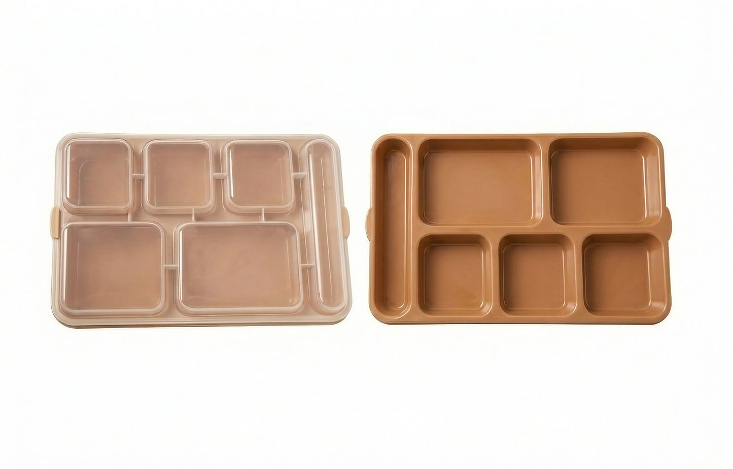 6 Compartment Tray in Brown