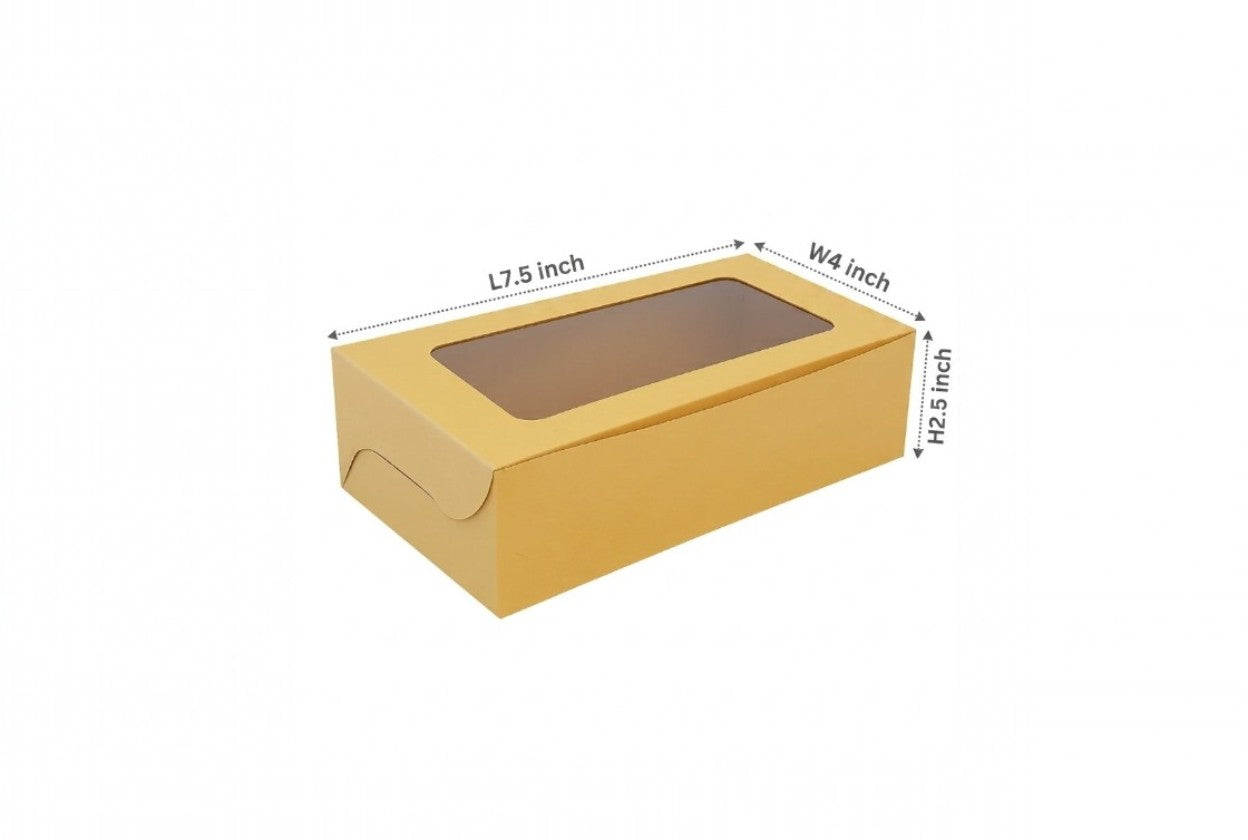 L7.5xW4xH2.5 inch 250Gms Brown Virgin Kraft Paper Plum Cake Box With Window-1000/Ctn