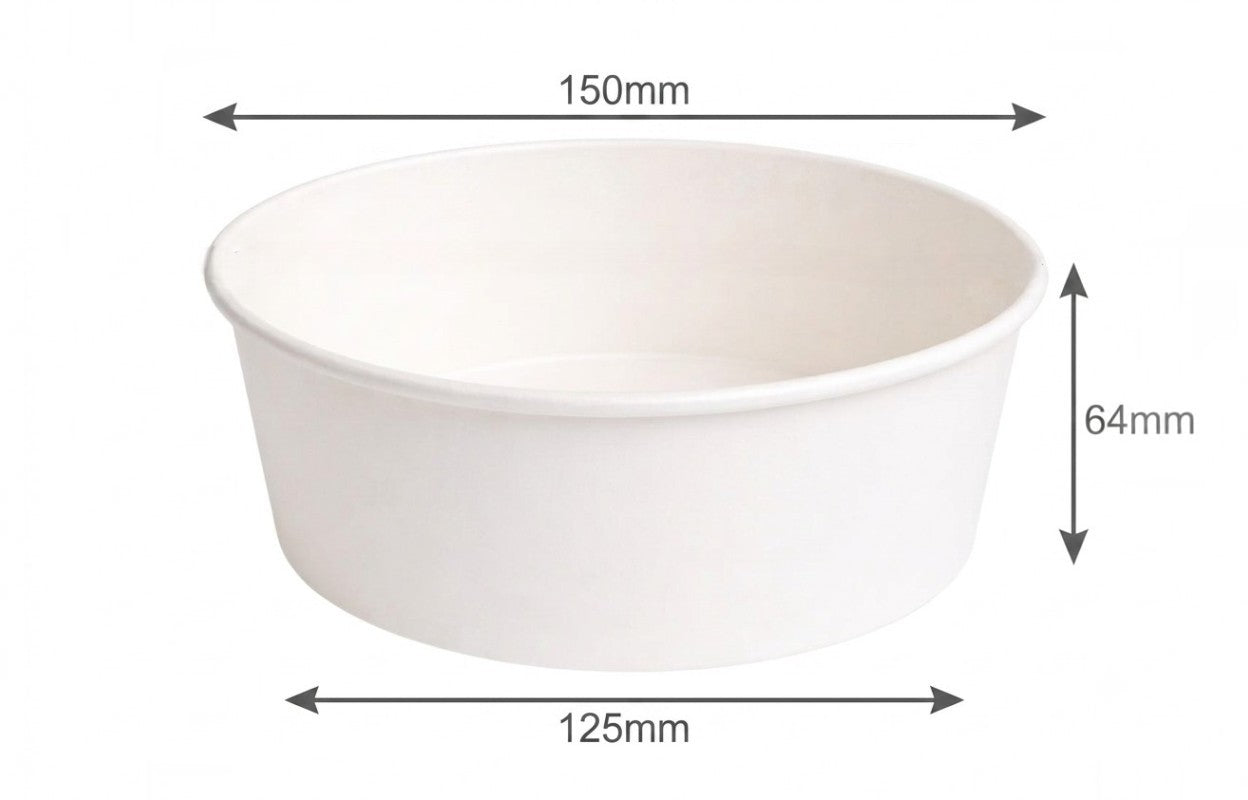 750ml Flat Kraft White paper Takeaway container Food-grade with leak-resistant Suitable for soups, noodles, and hot or cold takeaway items.