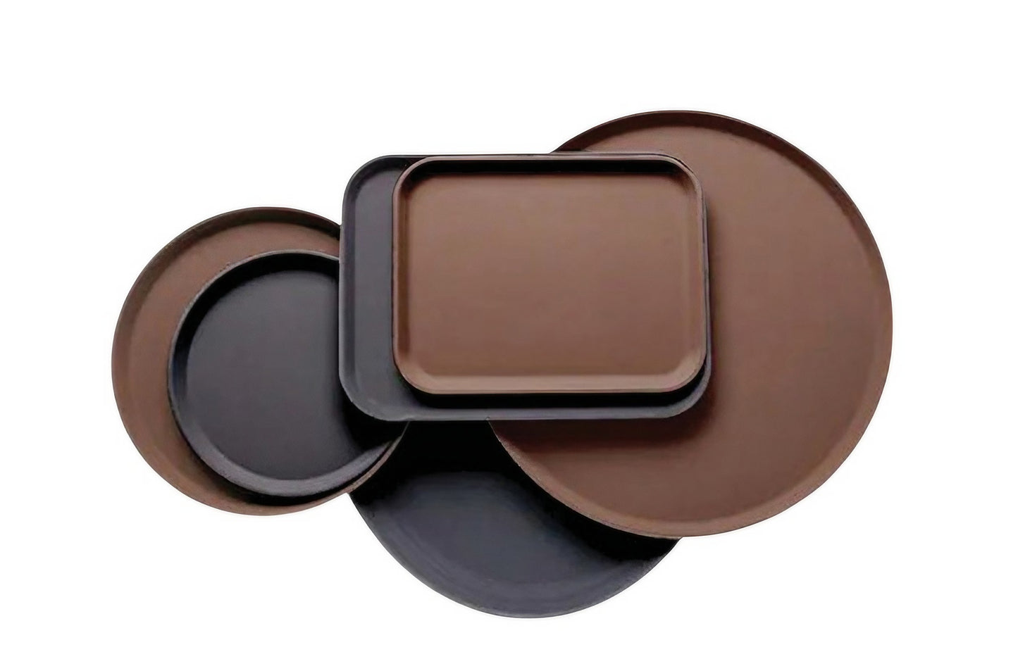 Plastic Tray Round with SS Border (Black)14inch