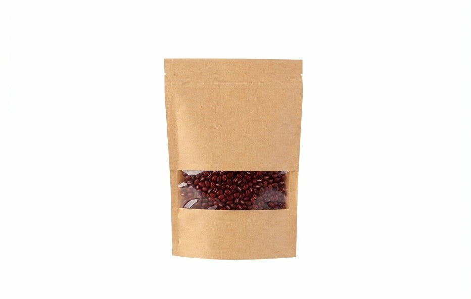 100gm Standup Kraft Paper Pouch with Window Brown