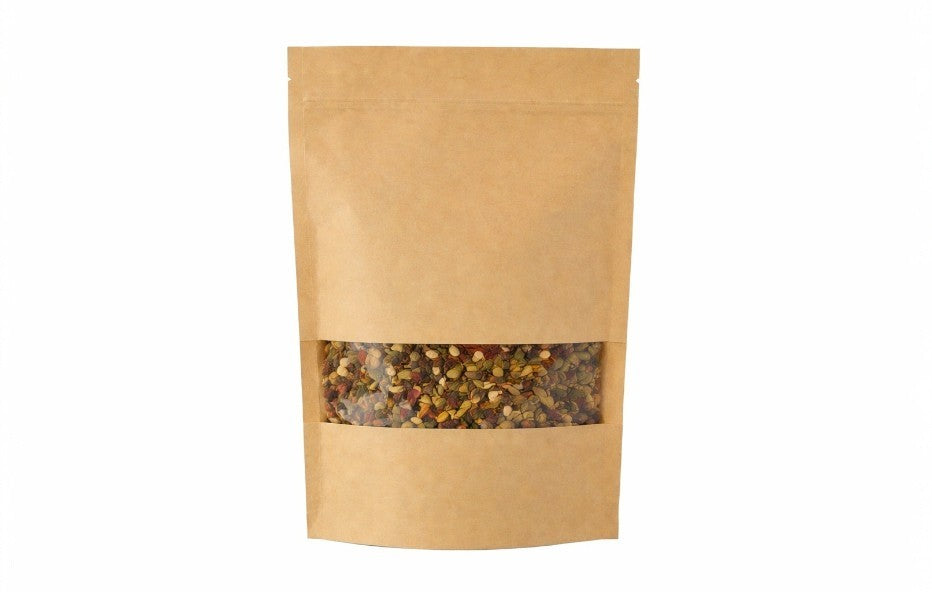 250gm Standup Zipper Pouch Kraft With Window