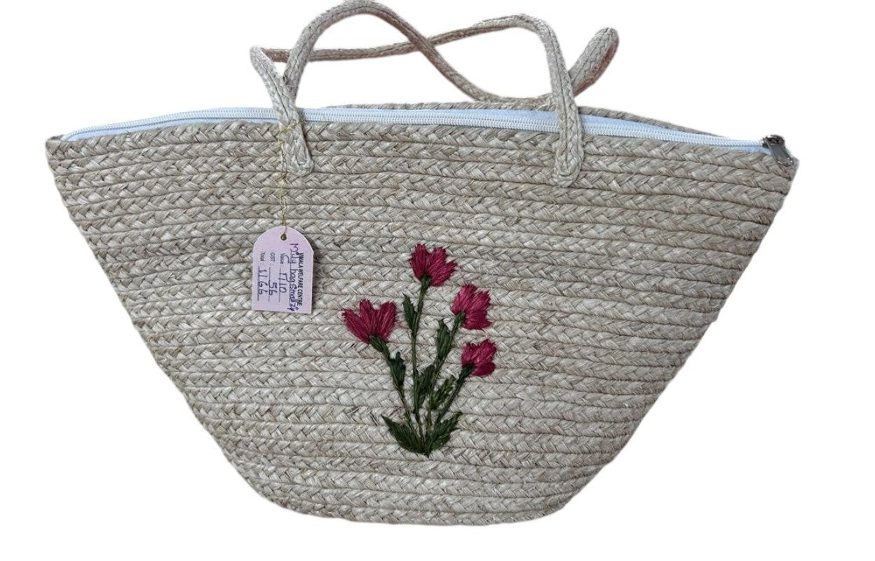 Banana Fiber White hand Bag