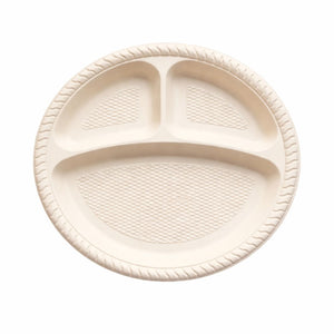 10-Inch 3 Compartment Plate Biodegradable
