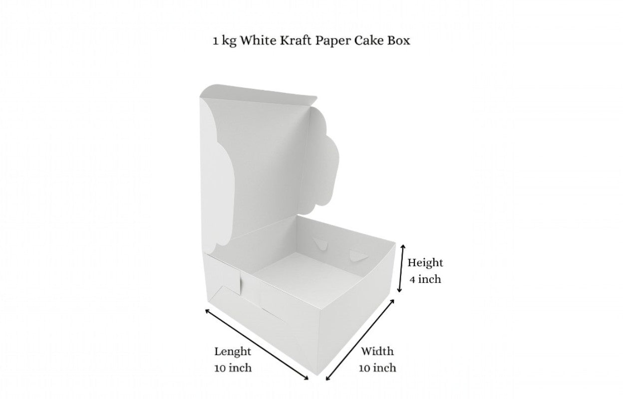 L10xW10xH4 1Kg White Virgin Kraft Paper Cake Box Without Window-1000/Ctn