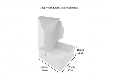L10xW10xH4 1Kg White Virgin Kraft Paper Cake Box Without Window-1000/Ctn