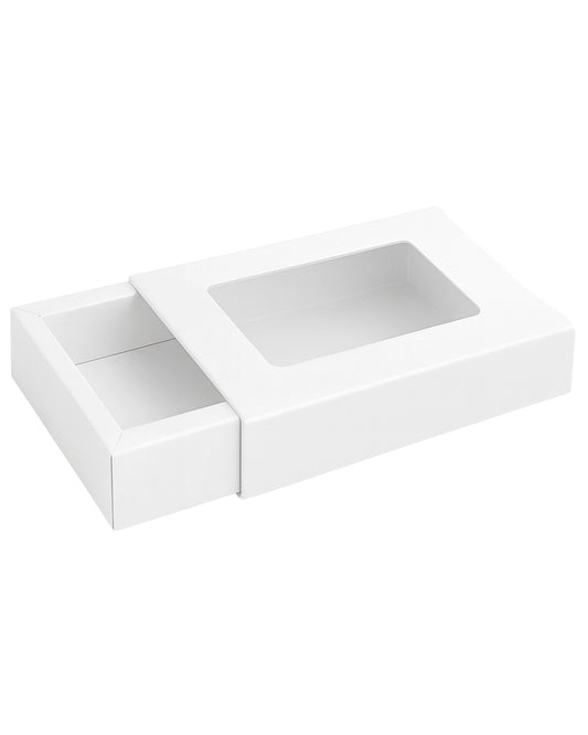 L8.75xW7xH1.25 inch 12 Piece Chocolate Slider Box White Virgin Kraft Paper With Window-1000/Ctn