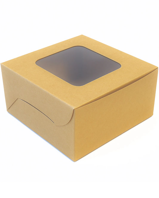 L3xW3xH1.75 inch 1 Brownie Box Brown Virgin Kraft Paper With Window-1000/Ctn