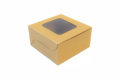 L3xW3xH1.75 inch 1 Brownie Box Brown Virgin Kraft Paper With Window-1000/Ctn