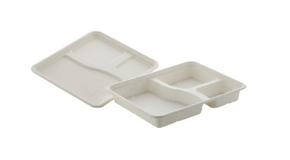 3 Compartment Bagasse Meal Tray 100% Compostable