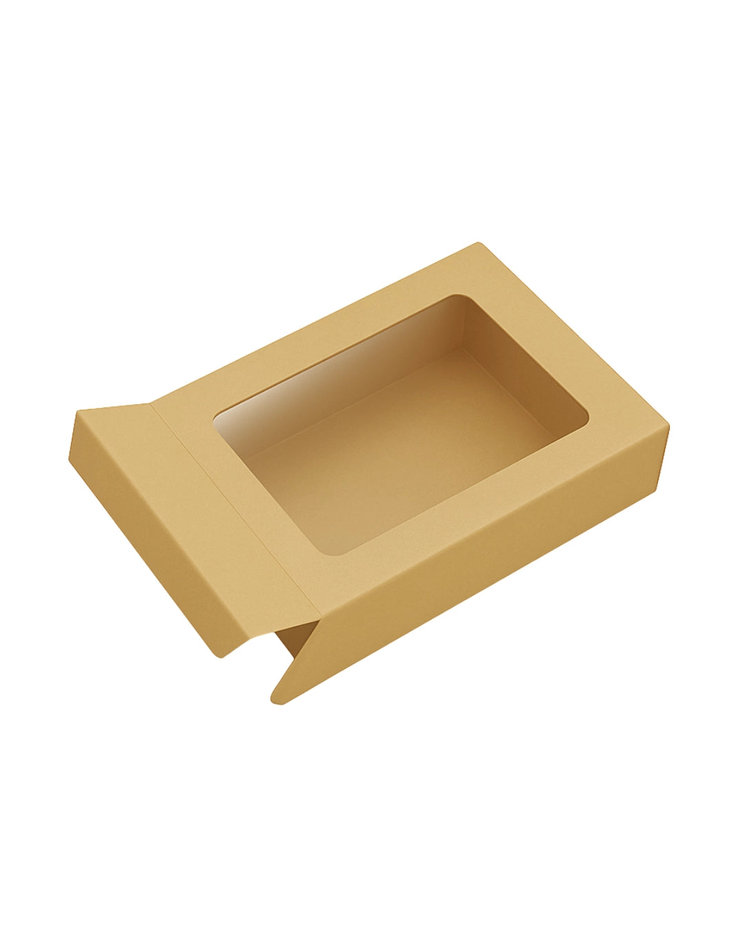 L3.75xW3.75xH1.25inch 4 Piece Chocolate Side Opening Box Brown Virgin Kraft Paper With Window-1000/Ctn