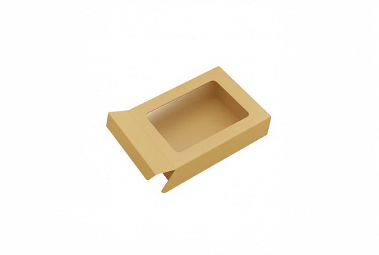 L5.5xW3.75xH1.25inch 6 Piece Chocolate Side Opening Box Brown Virgin Kraft Paper With Window-1000/Ctn
