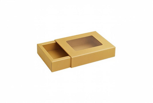 L6.50xW5xH1.25 inch 6 Piece Chocolate Slider Box Brown Virgin Kraft Paper With Window-1000/Ctn
