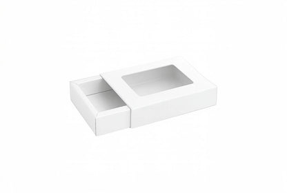 L4.5xW4.5xH1.25 inch 4 Piece Chocolate Slider Box White Virgin Kraft Paper With Window-1000/Ctn