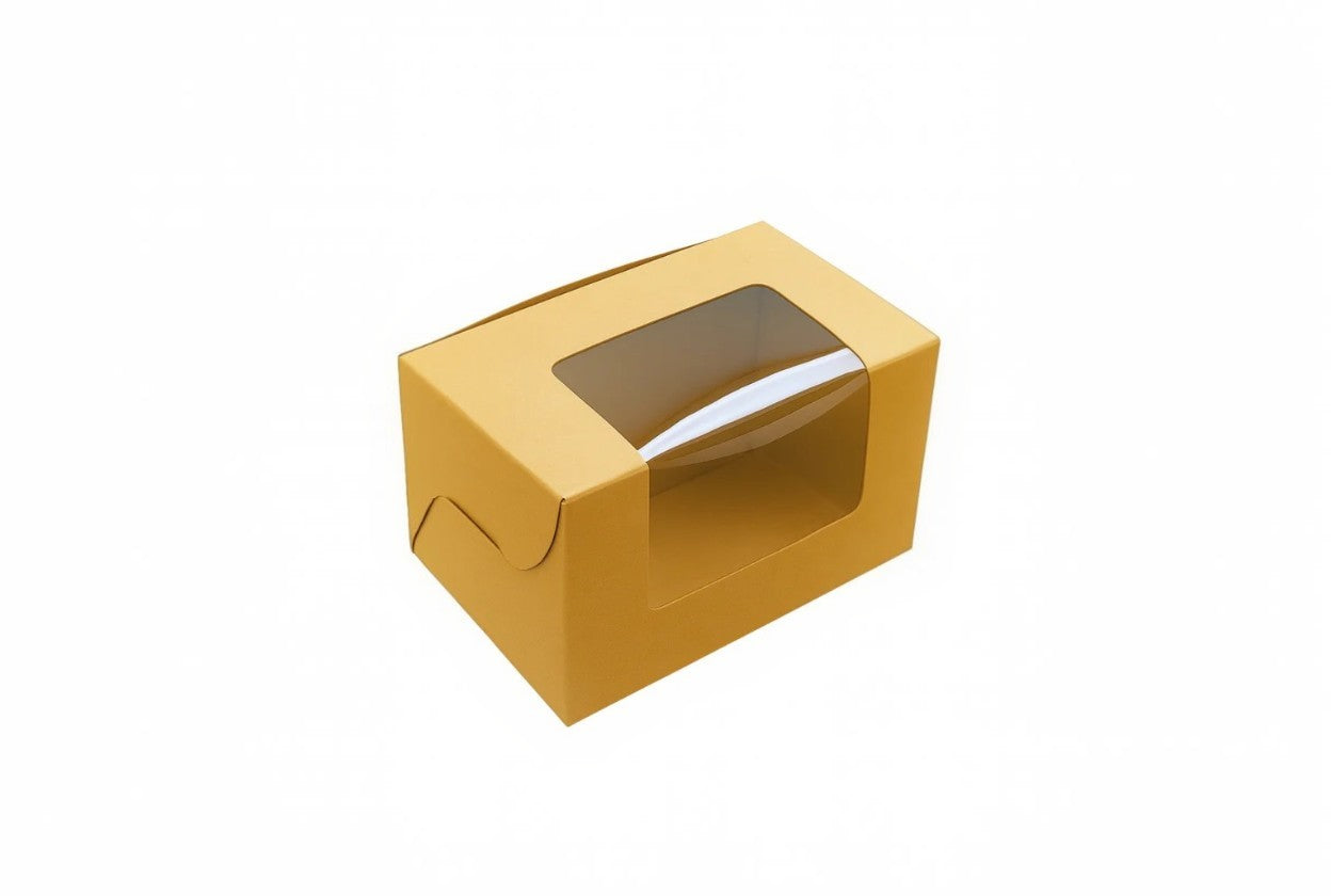 L4.25xW4.24xH4 inch 250Gms Brown Virgin Kraft Paper Cookie Box With Window-1000/Ctn