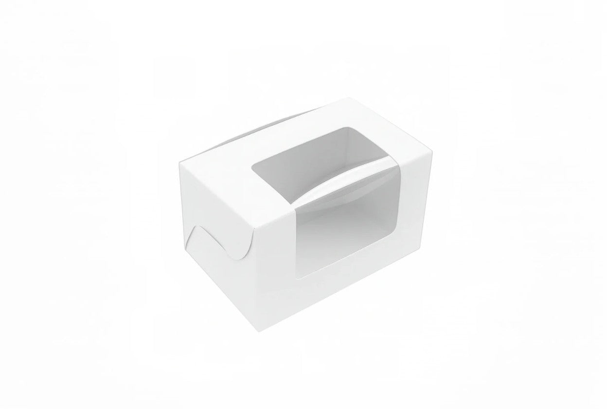 L4.25xW4.25XH4 inch 250Gms White Virgin Kraft Paper Cookie Box With Window-1000/Ctn