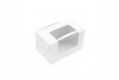 L4.25xW4.25XH4 inch 250Gms White Virgin Kraft Paper Cookie Box With Window-1000/Ctn