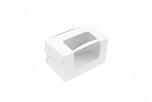 L4.25xW4.25XH4 inch 250Gms White Virgin Kraft Paper Cookie Box With Window-1000/Ctn