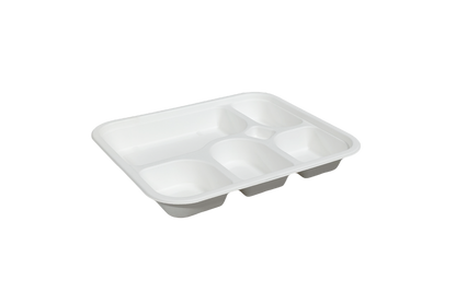5 Compartment Bagasse Meal Tray 100% Compostable