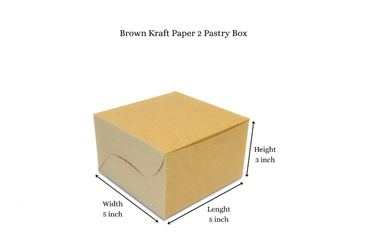 L5xW5xH3 inch 2 Pastry Box Brown Virgin Kraft Paper Without Window-1000/Ctn