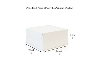L5xW5xH3 inch 2 Pastry Box White Virgin Kraft Paper Without Window-1000/Ctn