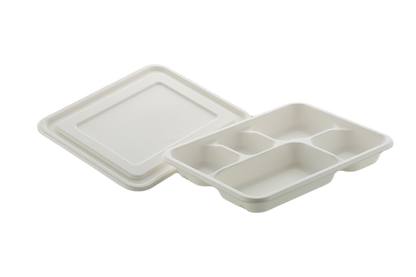 Lid For Bagasse 3 Compartment Meal Tray 100% Compostable