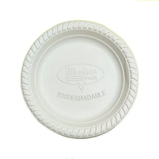 7-Inch Cornstarch Round Plate Biodegradable
