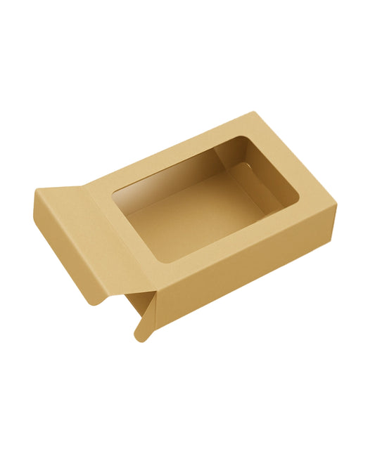 L5.5xW3.75xH1.25inch 6 Piece Chocolate Side Opening Box Brown Virgin Kraft Paper With Window-1000/Ctn