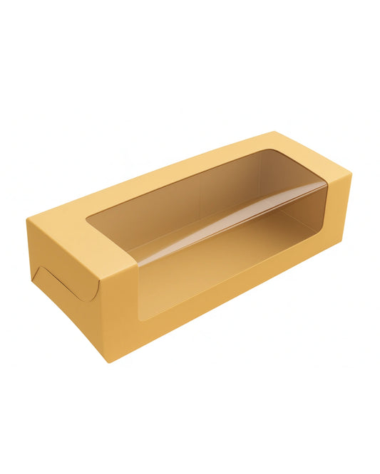 L6xW2xH2 inch 6 Macaron Box Brown Virgin Kraft Paper With Window-1000/Ctn