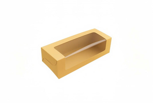 L6xW2xH2 inch 6 Macaron Box Brown Virgin Kraft Paper With Window-1000/Ctn