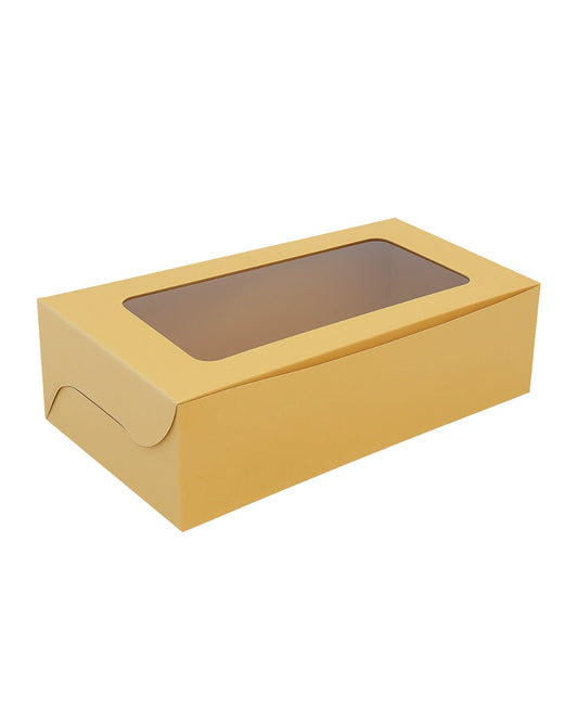 L6xW3xH1.75 inch 2 Brownie Box Brown Virgin Kraft Paper With Window-1000/Ctn