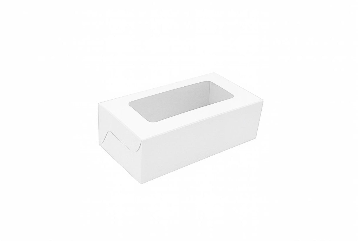 L6xW3xH1.75 inch 2 Brownie Box White Virgin Kraft Paper With Window-1000/Ctn